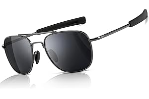 SUNGAIT Militaire zonnebril voor heren, gepolariseerde pilotenstijl, bajonettempel, Gunmetal/grijs, One size