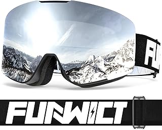 FUNWICT Skibril voor heren en dames, volwassenen, met anti-condens, uv-bescherming, winddichte skibril, compatibel met ski...