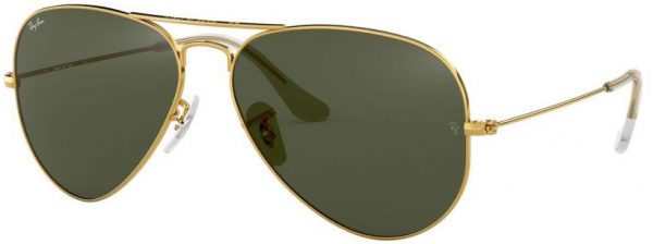 Zonnebril Ray-Ban® Aviator Large Metal Classic voor Heren, Dames in de kleur Goud met Grey Green gekleurde glazen