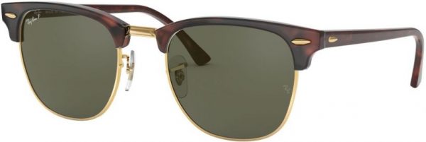 Zonnebril Ray-Ban® Clubmaster Classic voor Heren, Dames in de kleur Bruin met Crystal Green Polarized gekleurde glazen