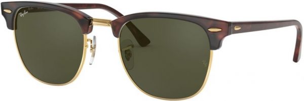 Zonnebril Ray-Ban® Clubmaster Classic voor Heren, Dames in de kleur Bruin met Green gekleurde glazen