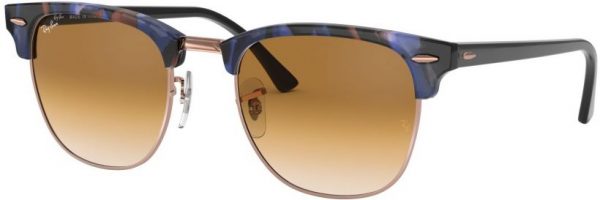 Zonnebril Ray-Ban® Clubmaster Fleck voor Heren, Dames in de kleur Bruin met Clear Gradient Brown gekleurde glazen