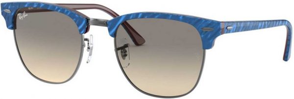 Zonnebril Ray-Ban® Clubmaster voor Heren, Dames in de kleur Blauw met Clear Gradient Grey gekleurde glazen