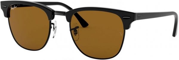 Zonnebril Ray-Ban® Clubmaster voor Heren, Dames in de kleur Zwart met Brown gekleurde glazen