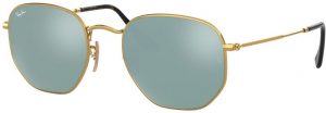 Zonnebril Ray-Ban® Hexagonal Flat Lenses voor Heren, Dames in de kleur Goud met Grey Flash gekleurde glazen