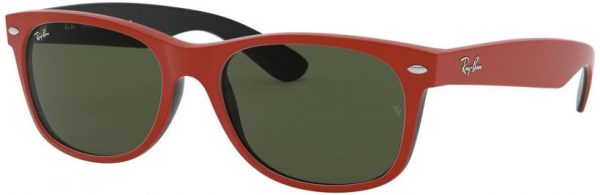 Zonnebril Ray-Ban® New Wayfarer voor Heren, Dames in de kleur Rood met Green gekleurde glazen