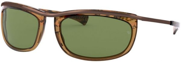 Zonnebril Ray-Ban® Olympian I voor Heren, Dames in de kleur Bruin met Green gekleurde glazen