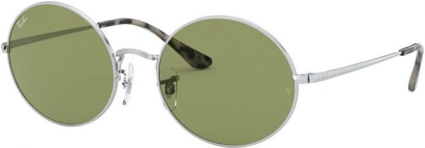 Zonnebril Ray-Ban® Oval voor Heren, Dames in de kleur Zilver met Bottle Green gekleurde glazen