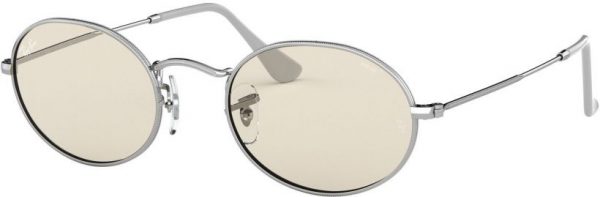 Zonnebril Ray-Ban® Oval voor Heren, Dames in de kleur Zilver met Light Brown gekleurde glazen