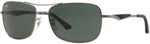 Zonnebril Ray-Ban®  voor Heren in de kleur Grijs met Green gekleurde glazen