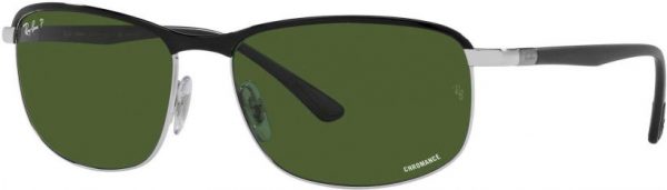 Zonnebril Ray-Ban®  voor Heren, Dames in de kleur Zwart met Polar Dark Green gekleurde glazen