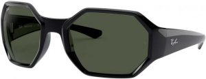 Zonnebril Ray-Ban®  voor Heren, Dames in de kleur Zwart met Dark Green gekleurde glazen