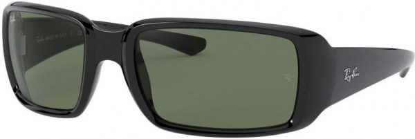 Zonnebril Ray-Ban®  voor Heren, Dames in de kleur Zwart met Dark Green gekleurde glazen