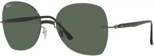 Zonnebril Ray-Ban®  voor Dames in de kleur Zwart met Dark Green gekleurde glazen