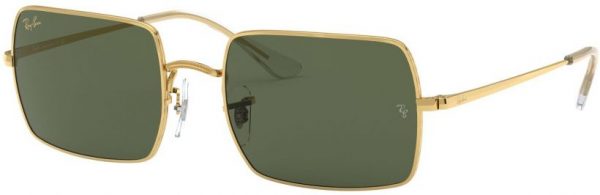 Zonnebril Ray-Ban® Rectangle voor Heren, Dames in de kleur Goud met Green gekleurde glazen