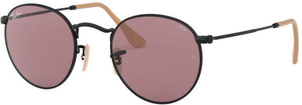 Zonnebril Ray-Ban® Round Metal voor Heren, Dames in de kleur Zwart met Violet gekleurde glazen