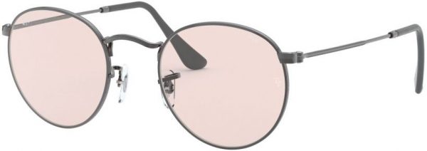 Zonnebril Ray-Ban® Round Metal voor Heren in de kleur Zilver met Light Pink gekleurde glazen