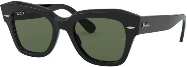Zonnebril Ray-Ban® State Street voor Heren, Dames in de kleur Zwart met G-15 Green gekleurde glazen