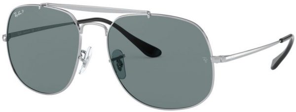 Zonnebril Ray-Ban® The General voor Heren in de kleur Zilver met Polar Blue Mirror Gold gekleurde glazen
