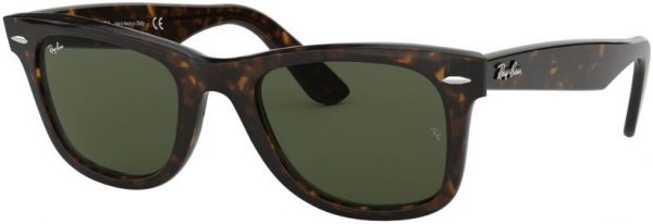 Zonnebril Ray-Ban® Original Wayfarer voor Heren, Dames in de kleur Bruin met Crystal Green gekleurde glazen