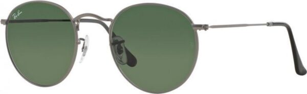 Koffie Ray-Ban Round Metal Unisex Zonnebril - Staalgrijs / Groen